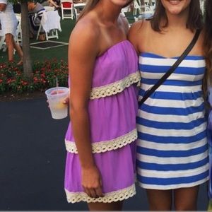 Cute Strapless Purple Lace Boutique Dress Size S